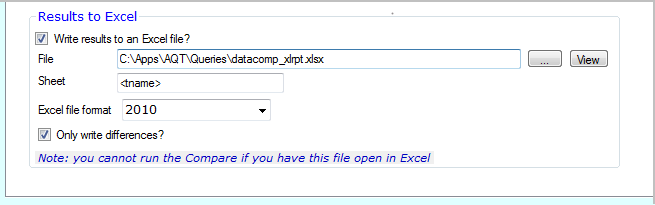 Compare Results to Excel