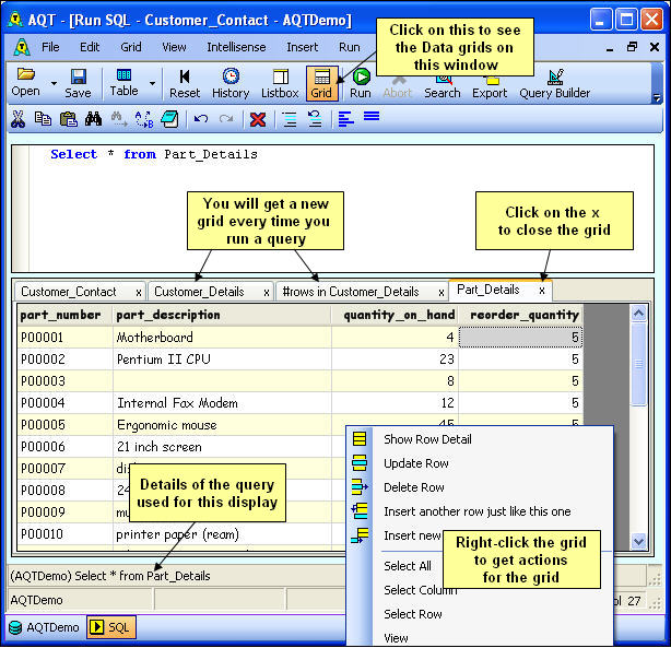 Run SQL Data Display