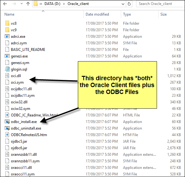 Oracle Client Unzip files
