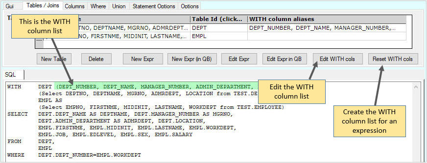 QB With Column List