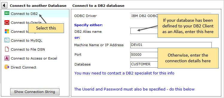 Signing onto a DB2 database