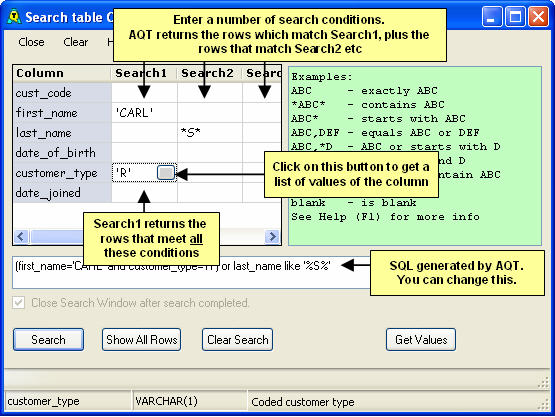 Search Table